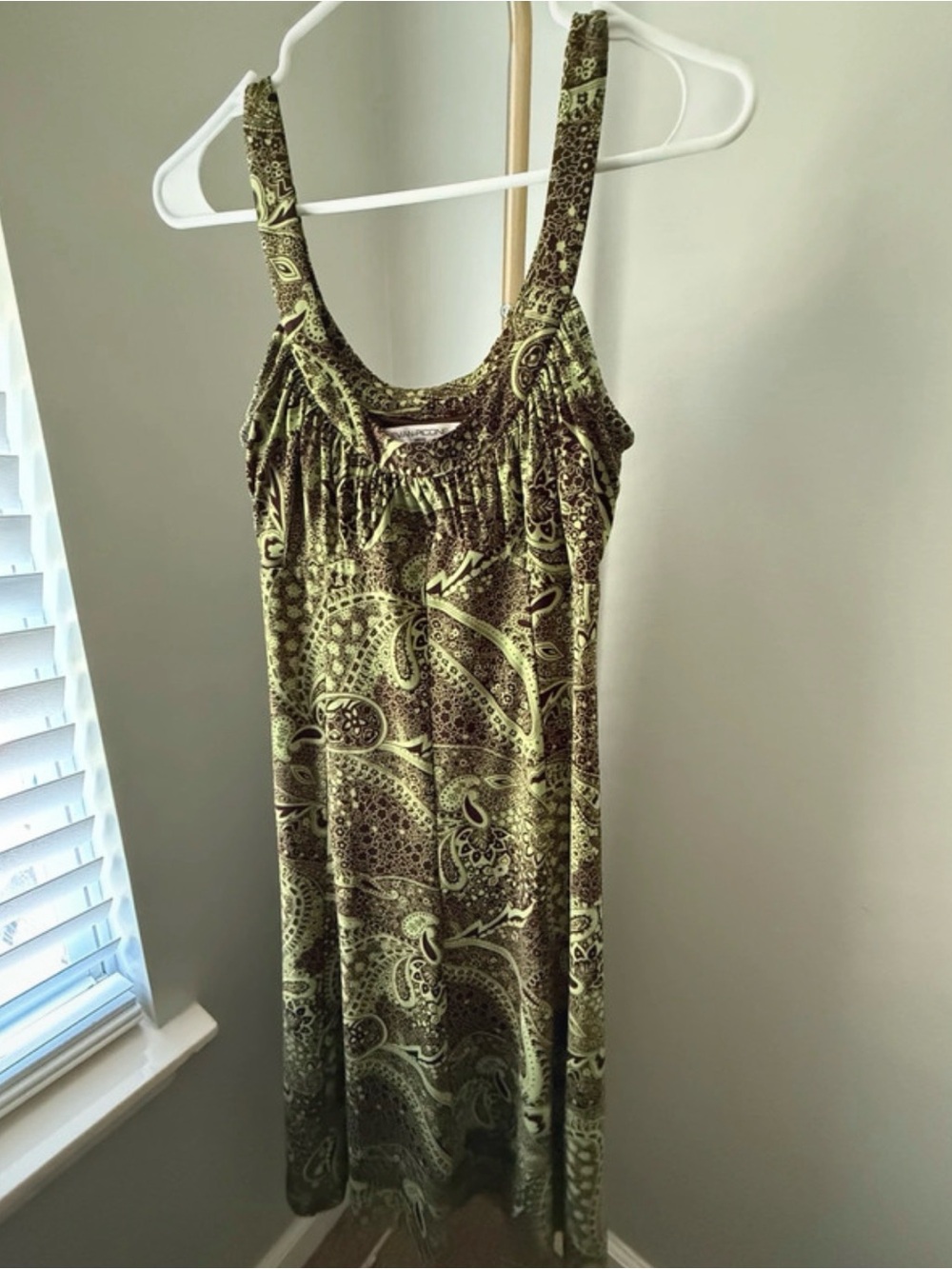 Evan-Picone Paisley Sleeveless Dress Size 4 Brown & Sage Green